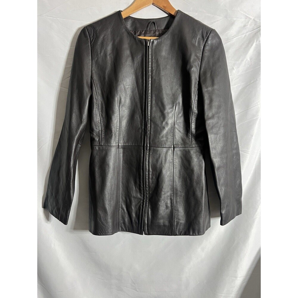 ~ Valerie Stevens Woman's Small Lambskin Brown Leather Jacket **Small Nicks**